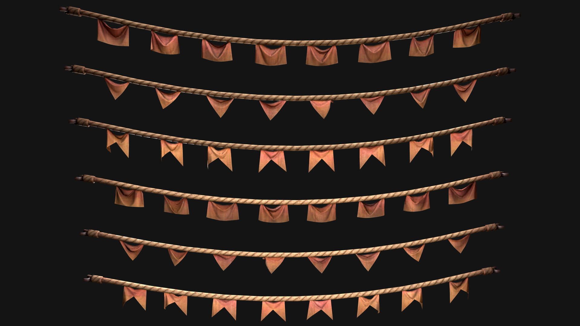 Flag With Rope - 3D Model by Dereza