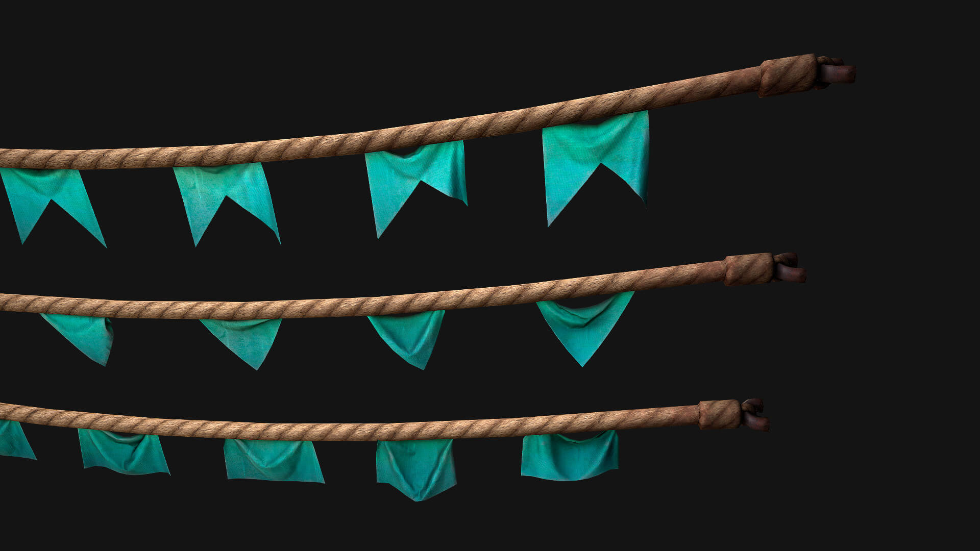 Flag With Rope - 3D Model by Dereza