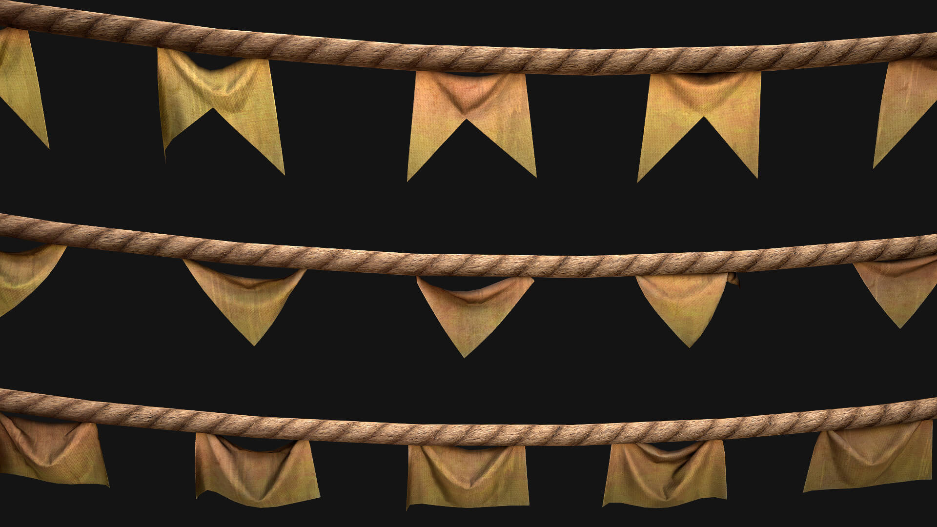 Flag With Rope - 3D Model by Dereza