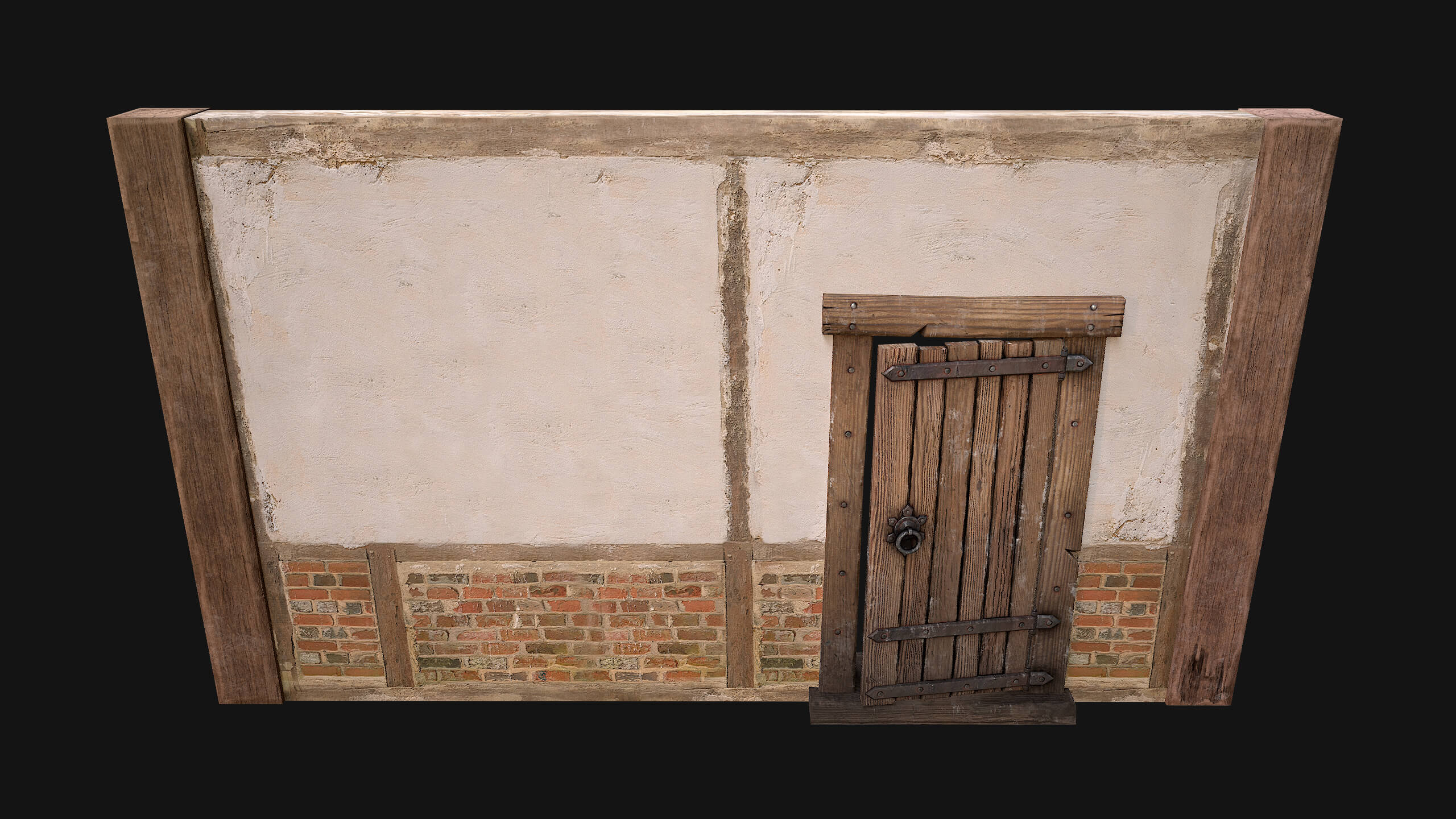 Medieval Door and Wall - 3D Model by Dereza