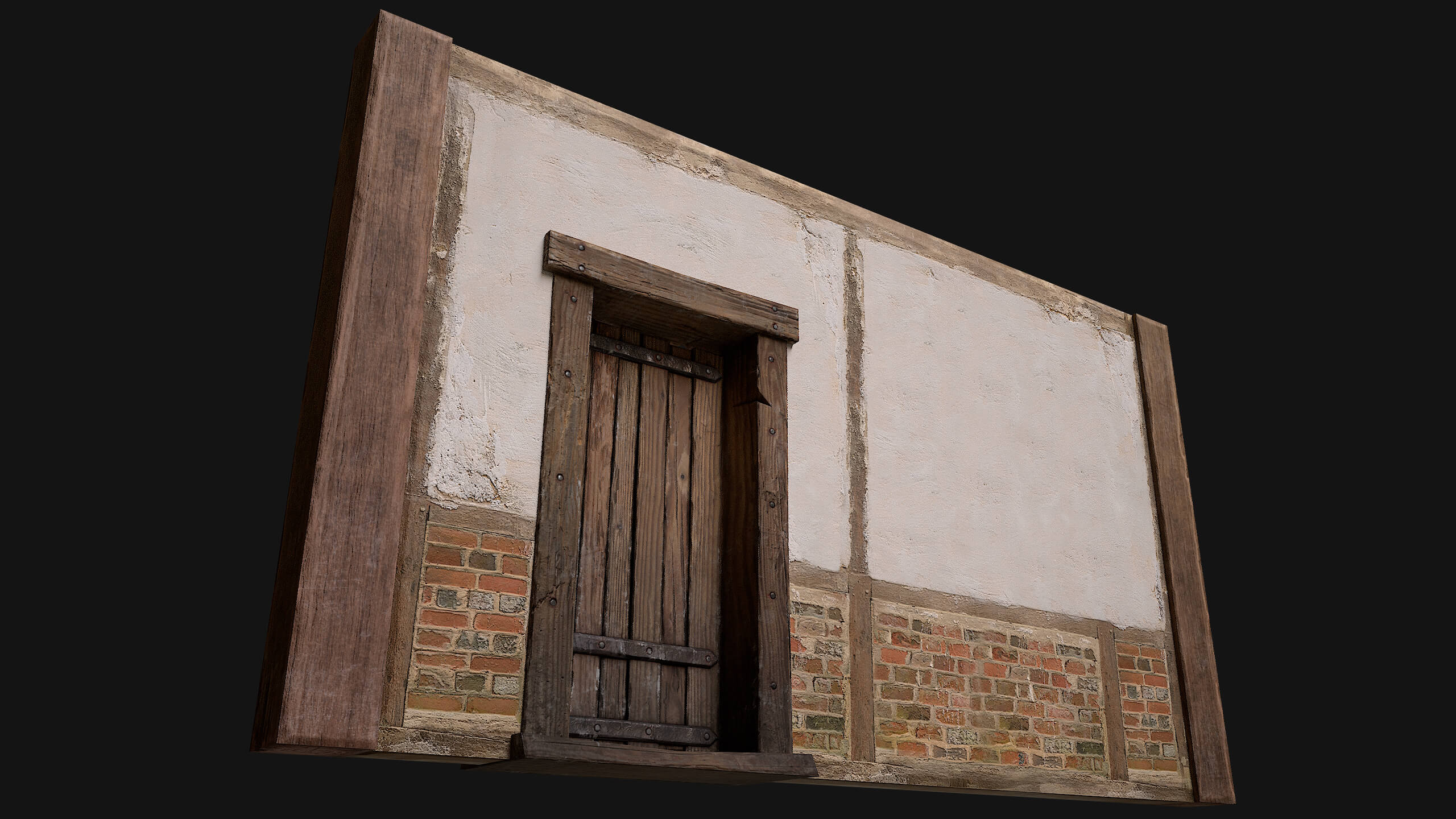 Medieval Door and Wall - 3D Model by Dereza