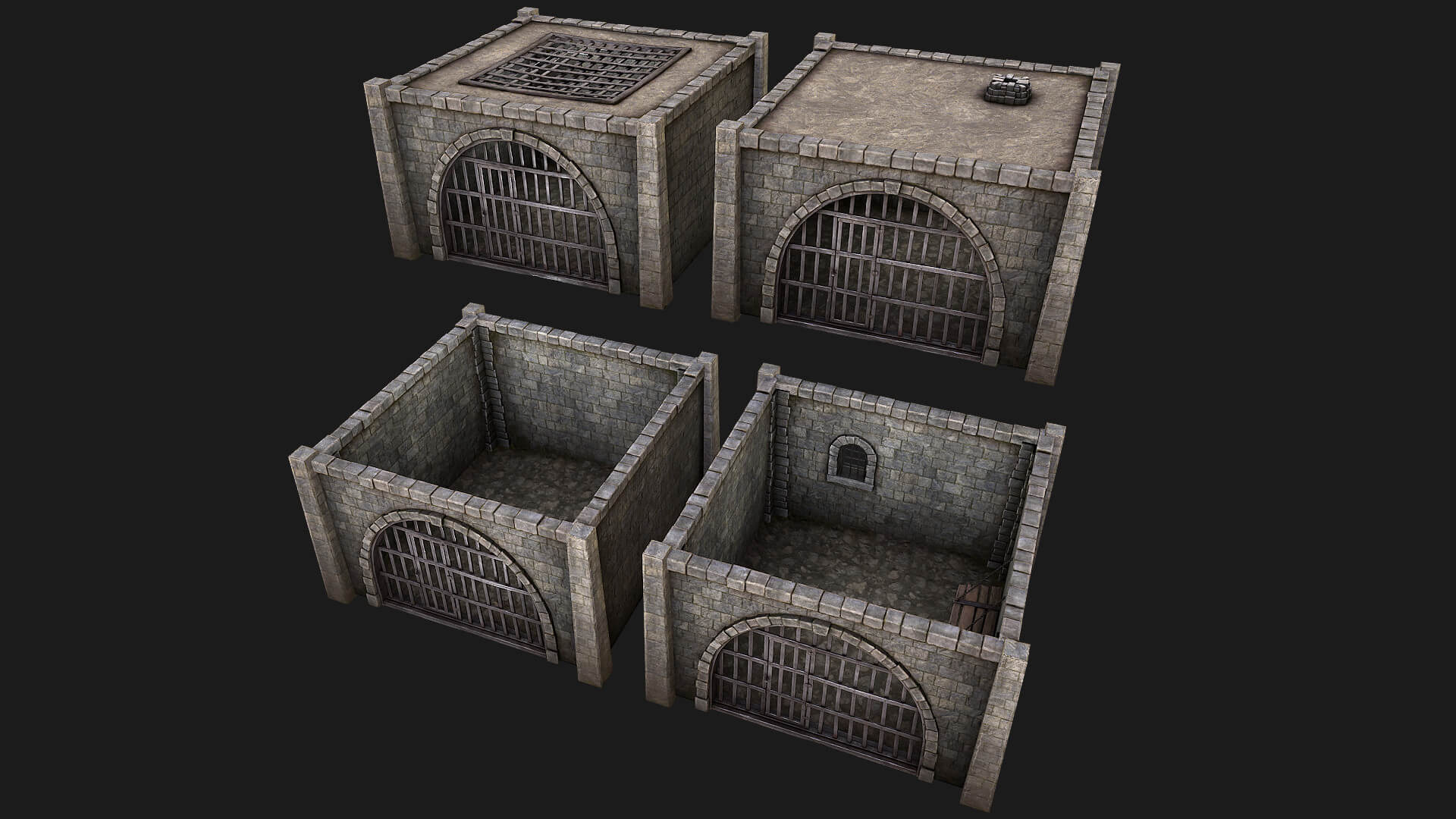 Medieval Dungeon Prison Set - 3D Model by Dereza