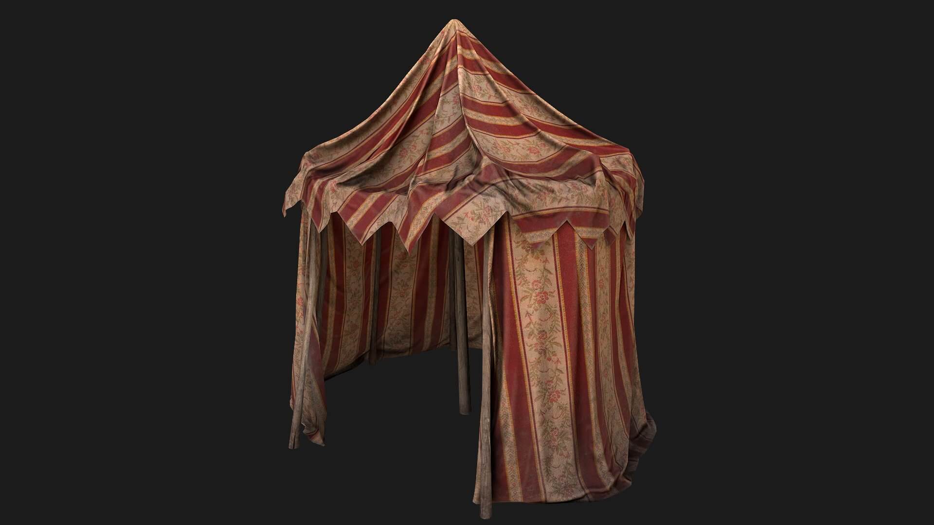 Medieval Fair Tent Market Stall - 3D Model by Dereza