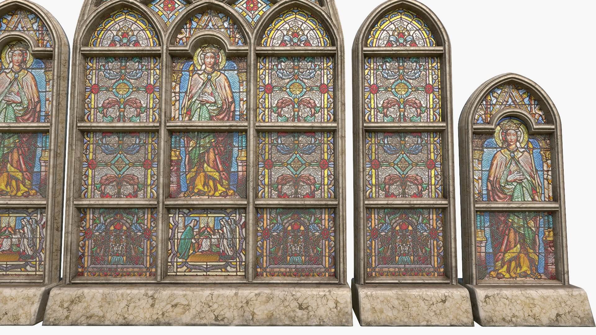 Stained Glass Window Pack 3D Model by Dereza