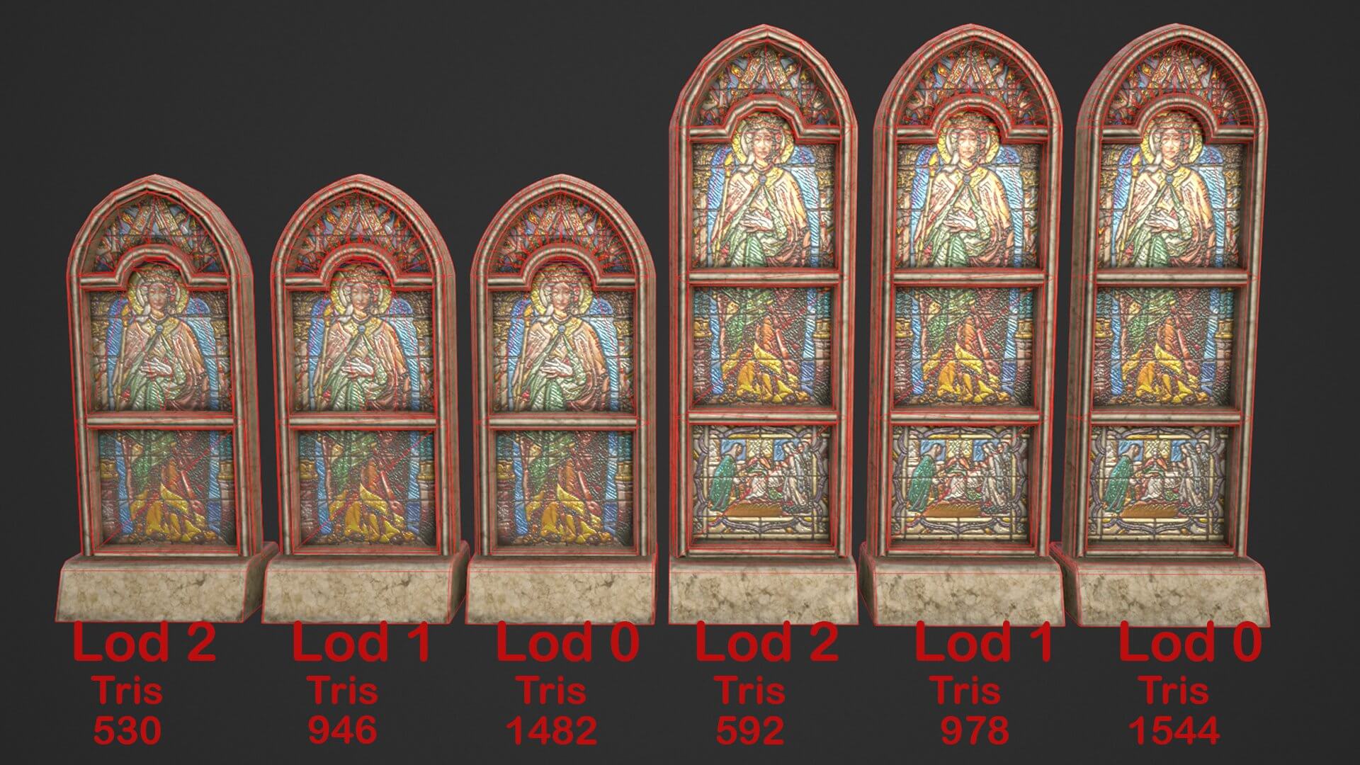 Stained Glass Window Pack 3D Model by Dereza