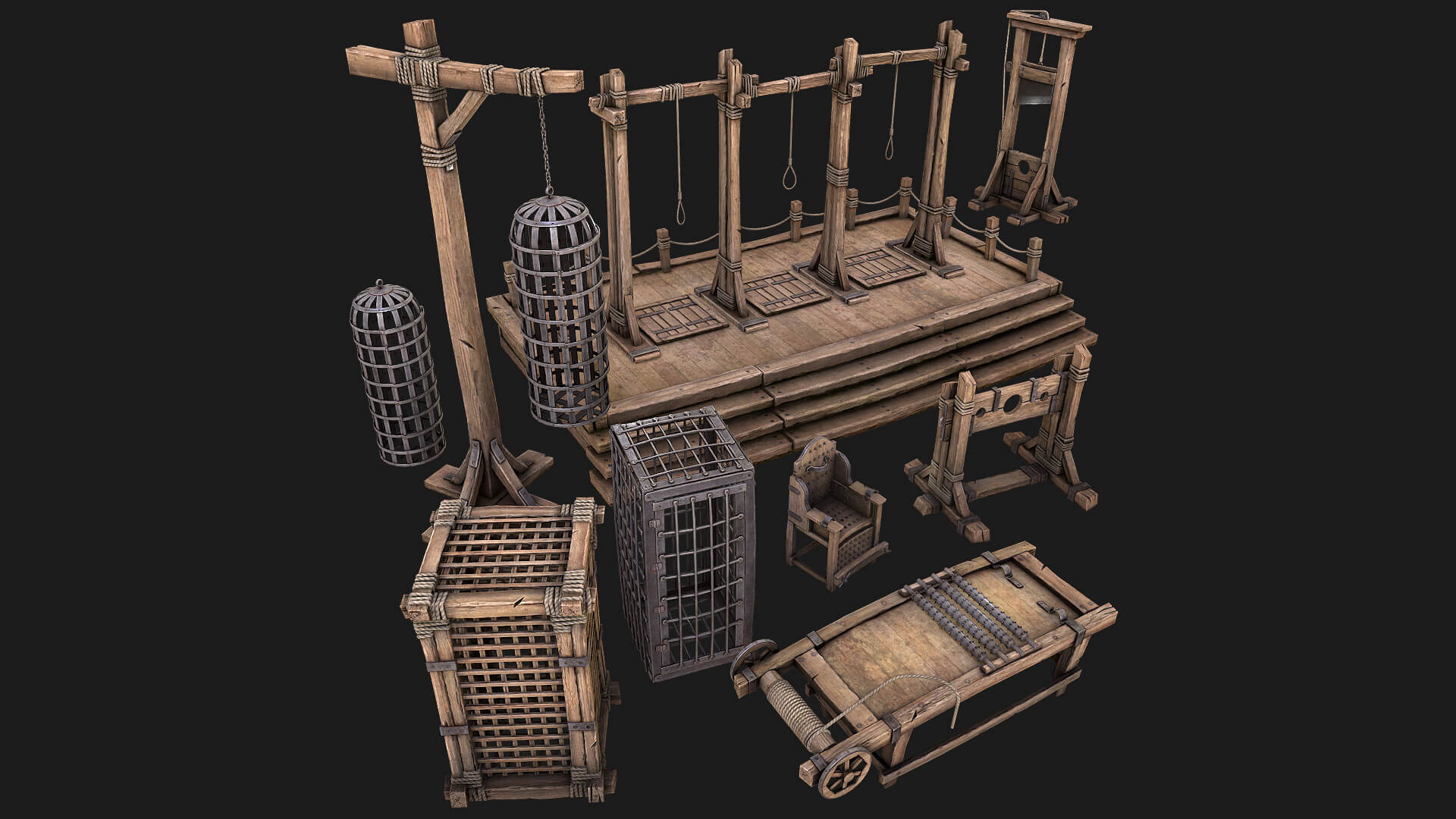 Medieval Torture Device Pack 3D Model By Dereza