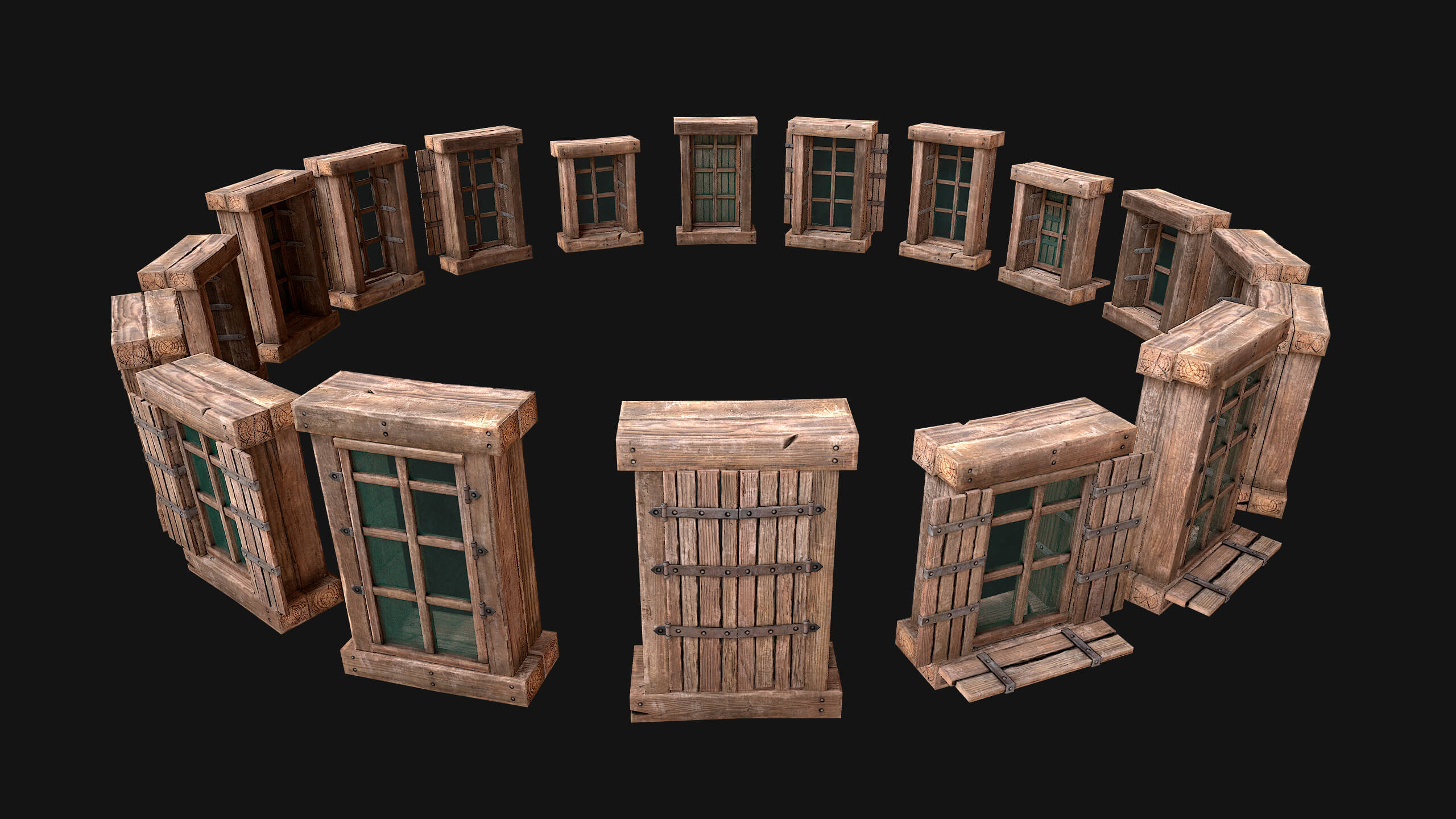 Medieval Windows Set - 3D Model by Dereza