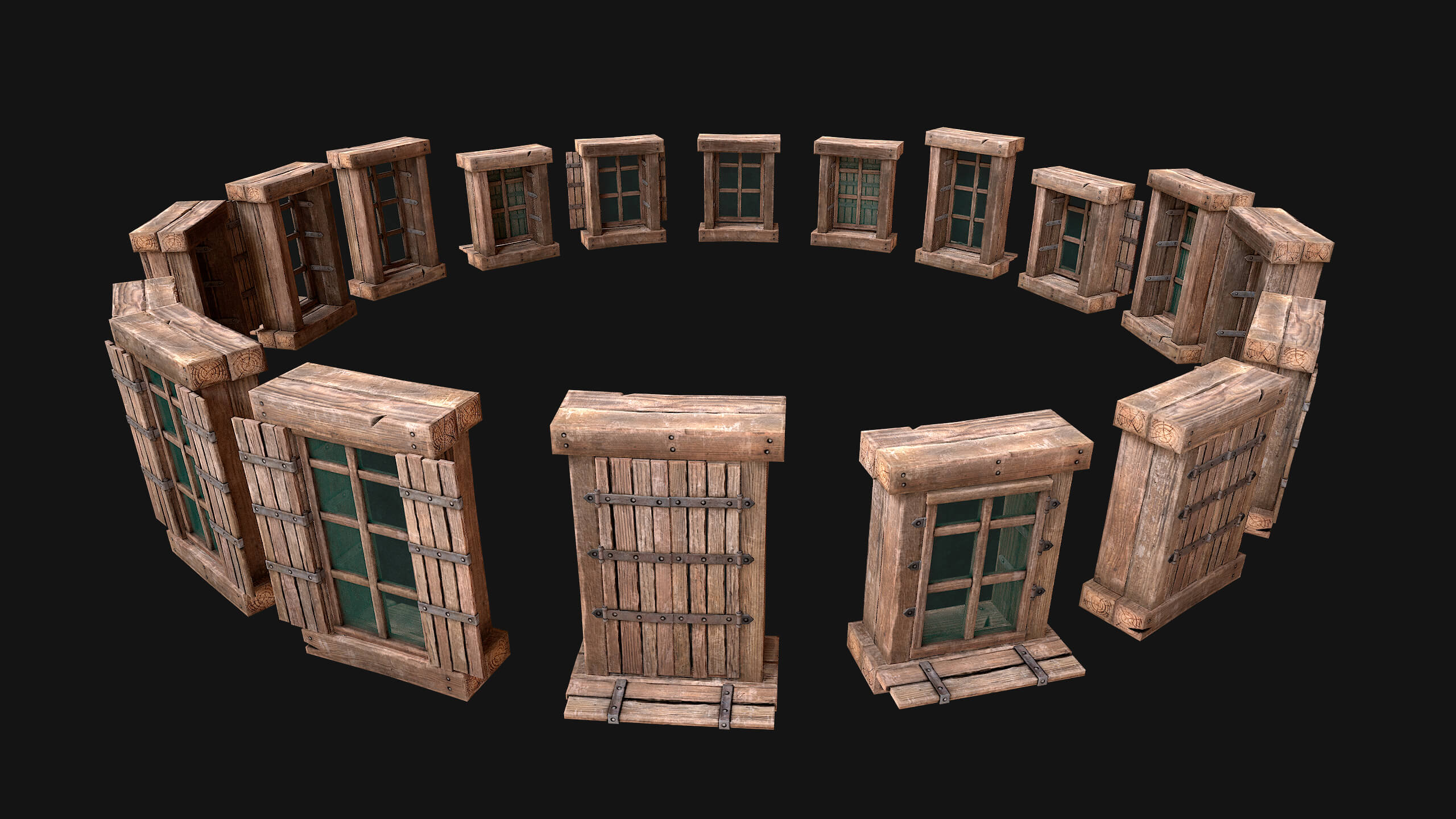 Medieval Windows Set - 3D Model by Dereza