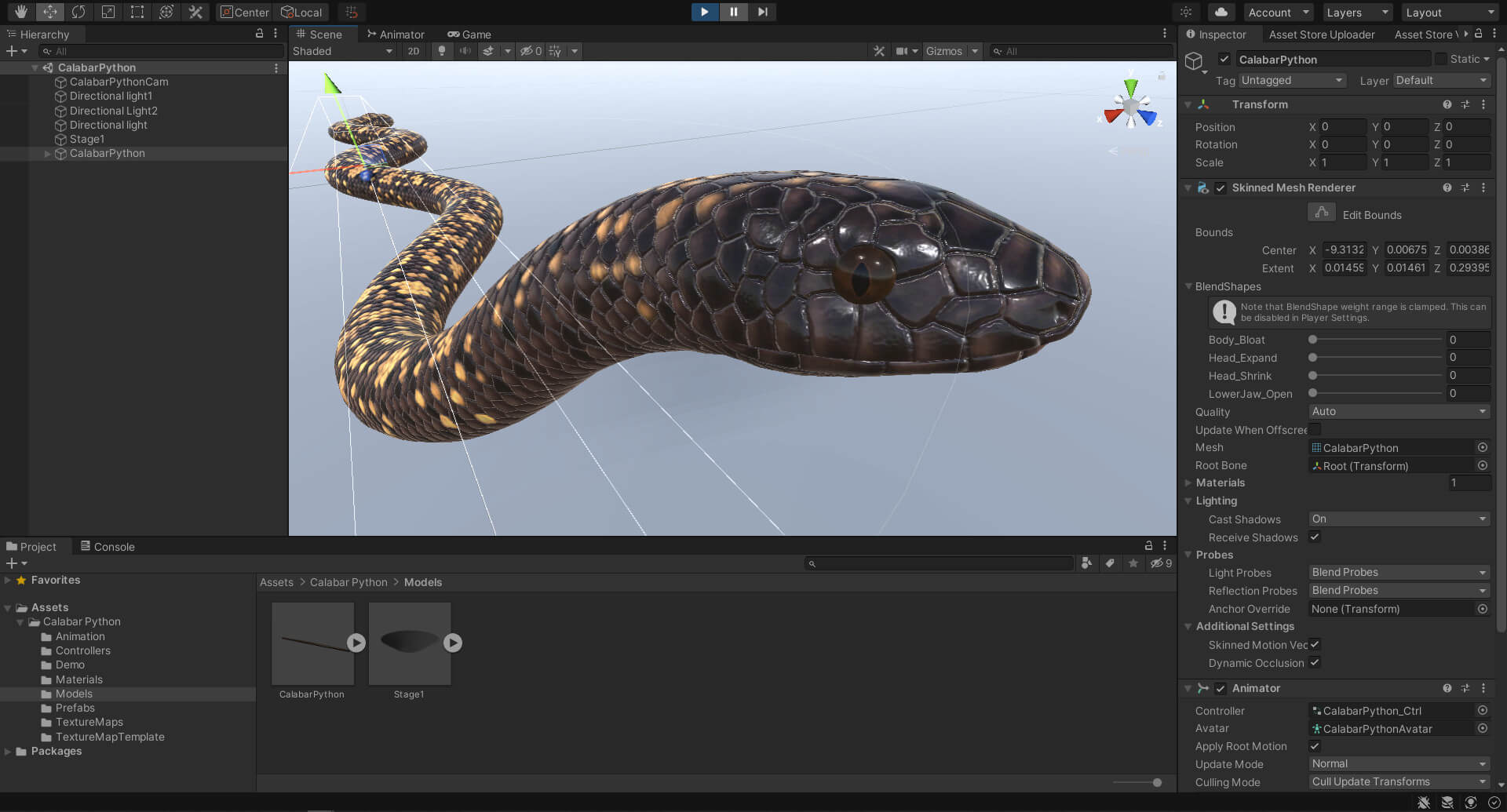 Animated Calabar Python - 3D Model by Dibia Digital
