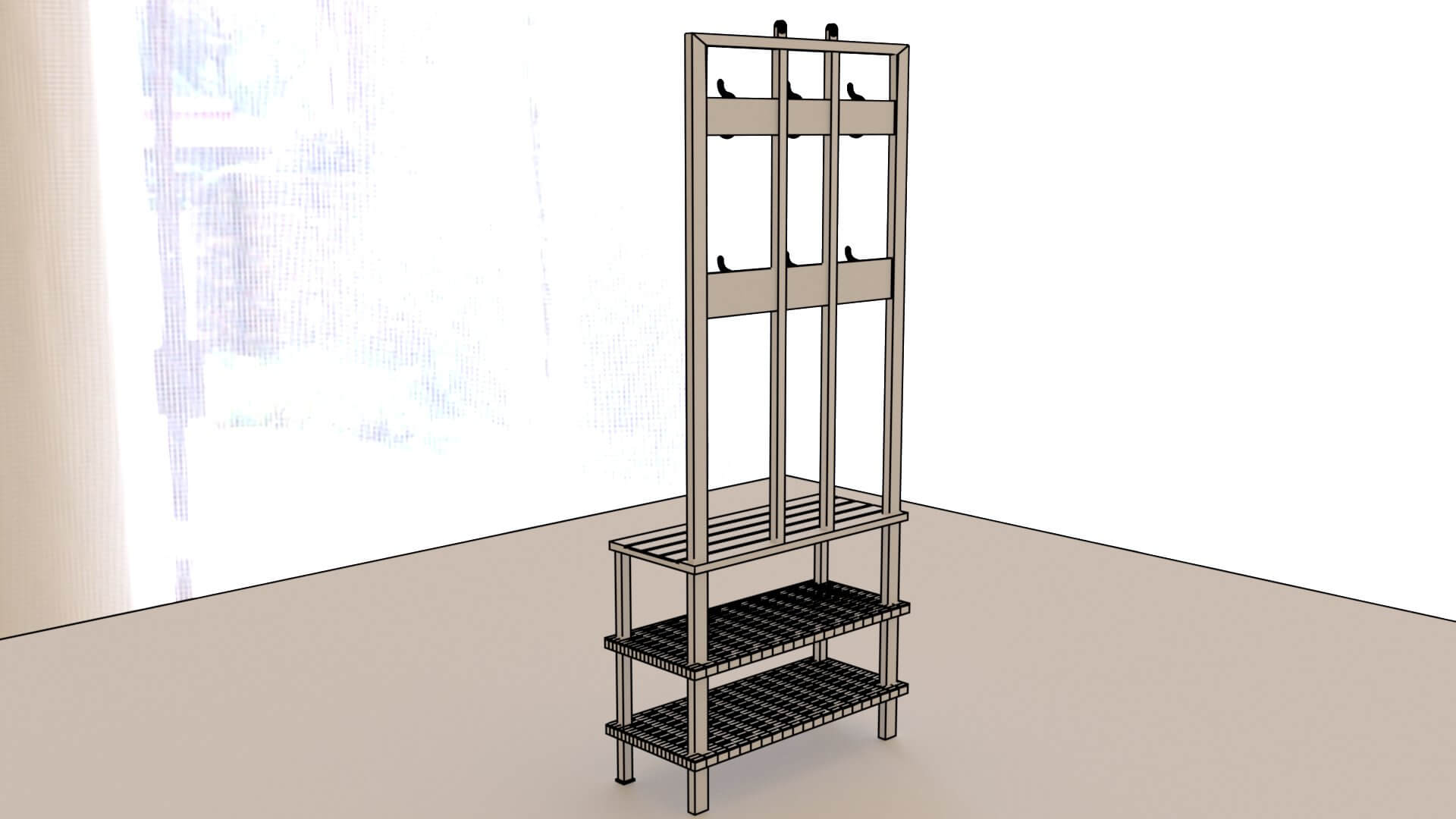 Coat Rack - 3D Model by DiegoBRman12