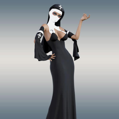 dForce Sexy Black Nun Suit for G8 Female