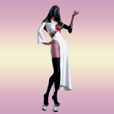dForce Sexy Dark Nun Suit for Genesis 8 Female