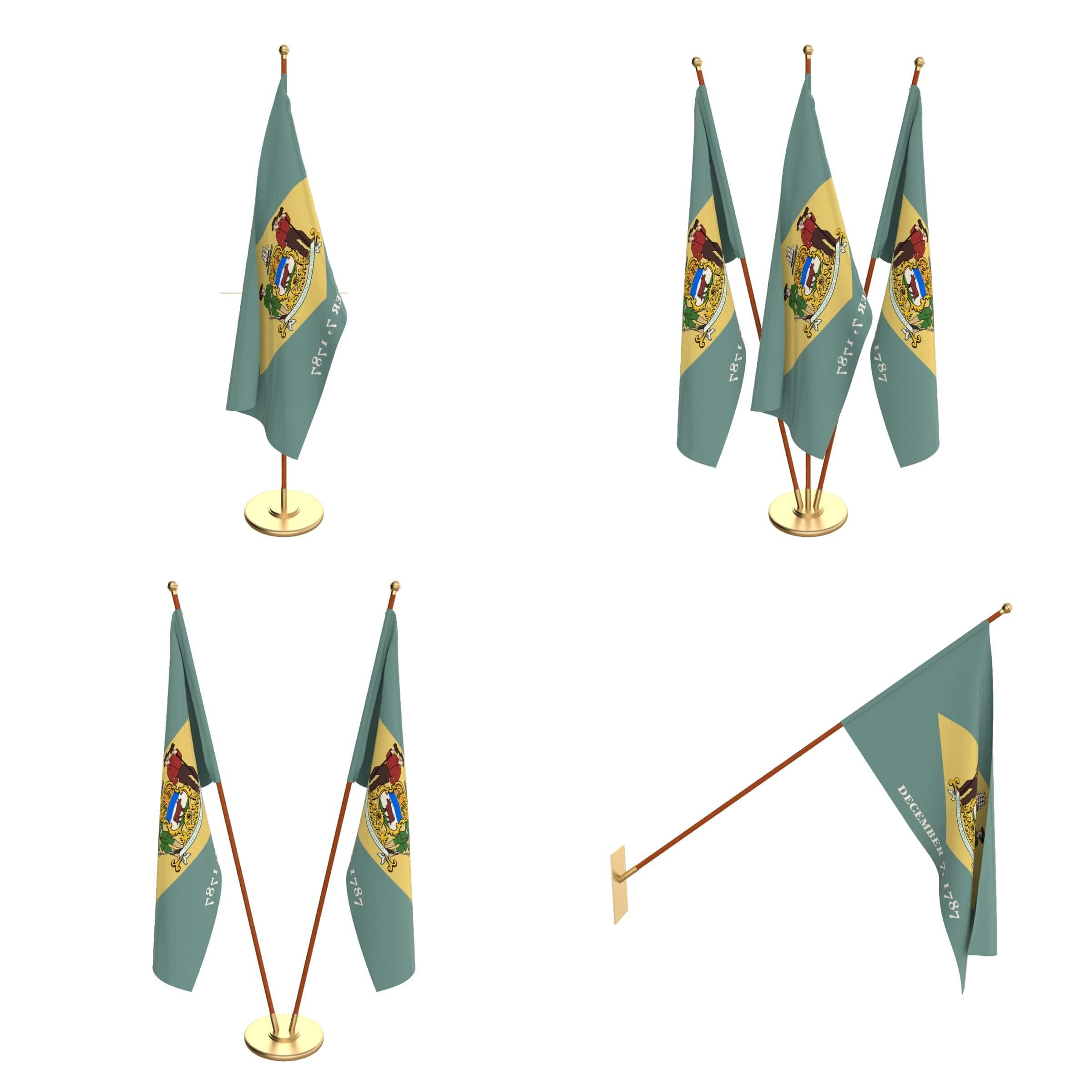 Delaware Flag Pack 3D Model by dragosburian