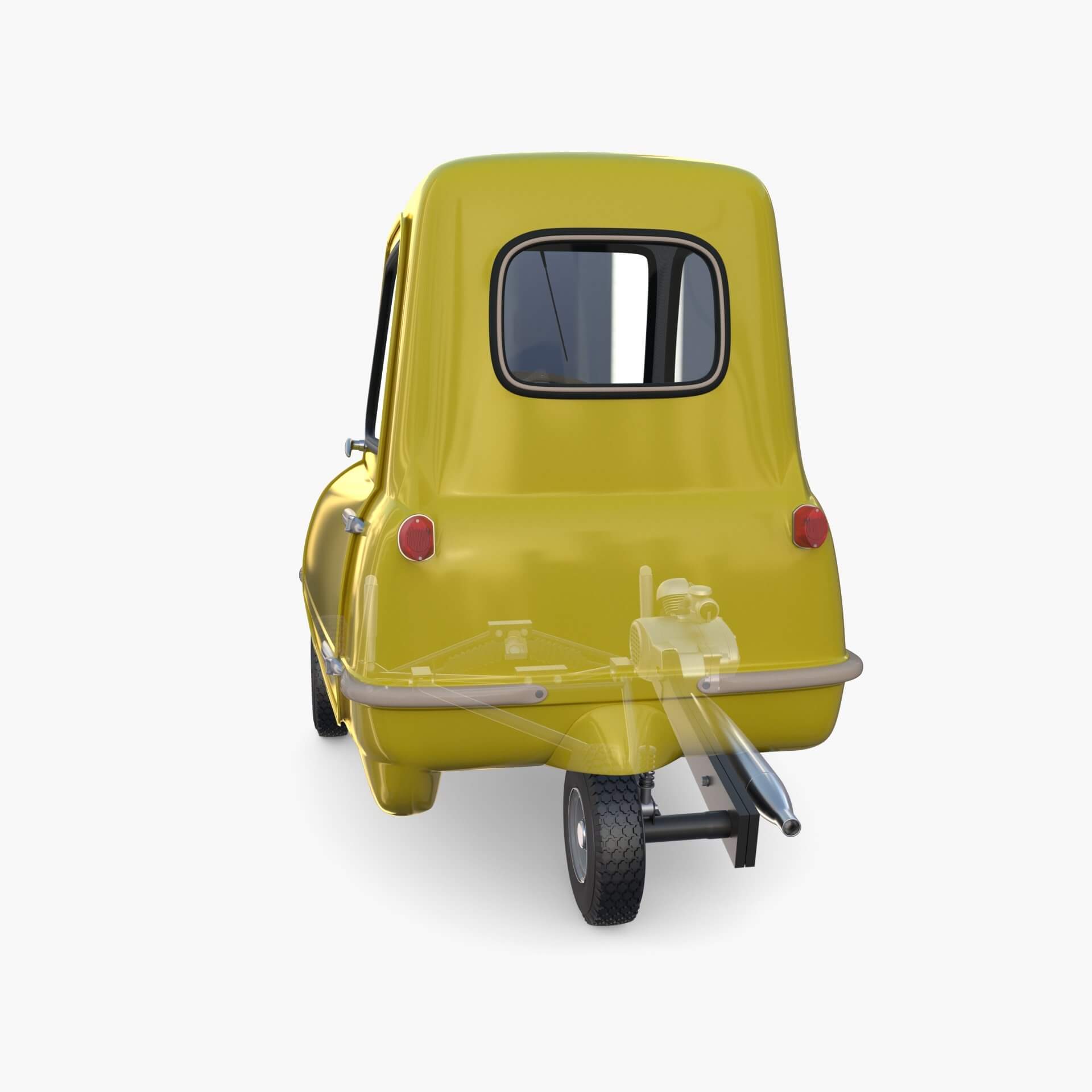 Peel P50 Yellow with Interior and Chassis - 3D Model by dragosburian
