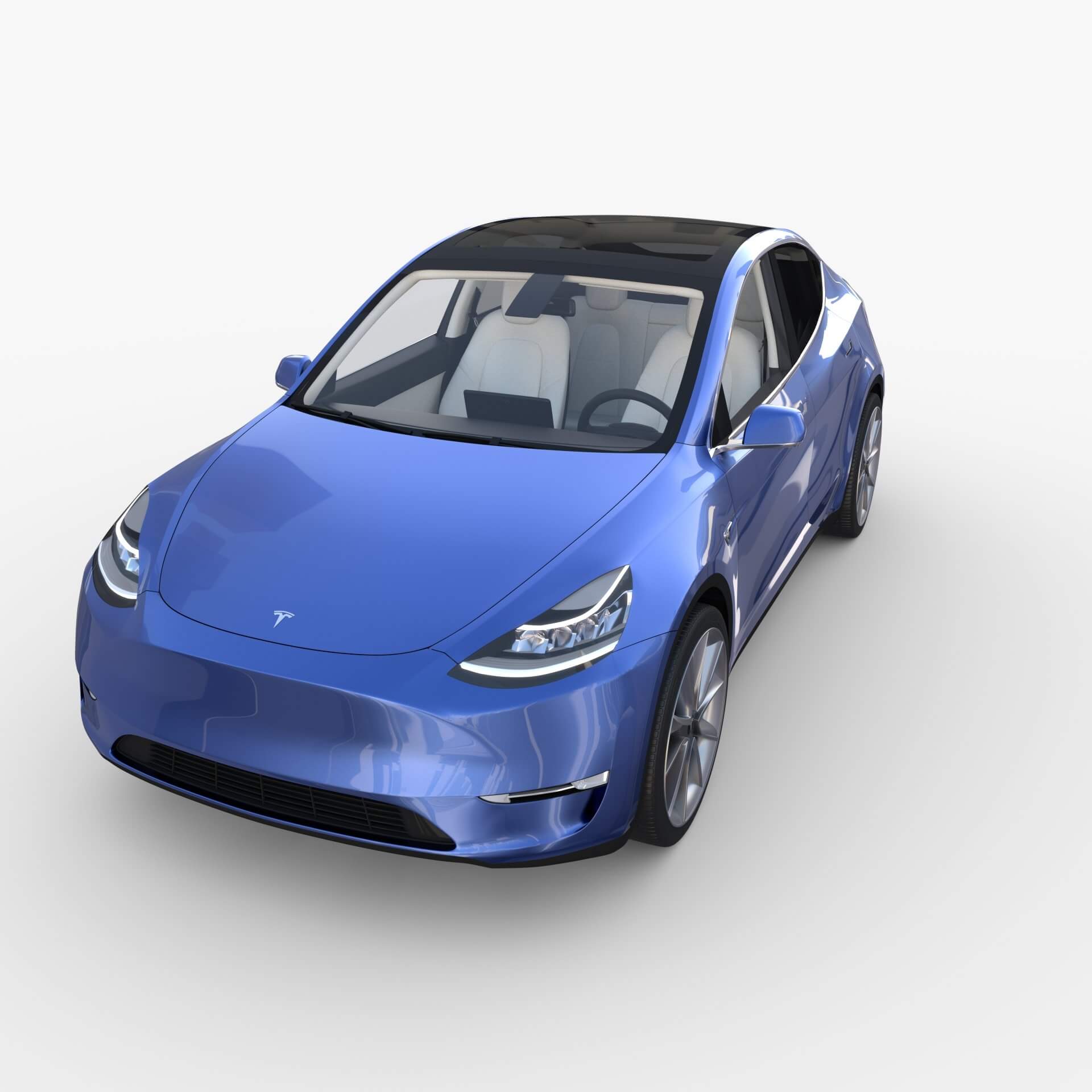 Tesla Model Y RWD Blue with Interior and Chassis by dragosburian