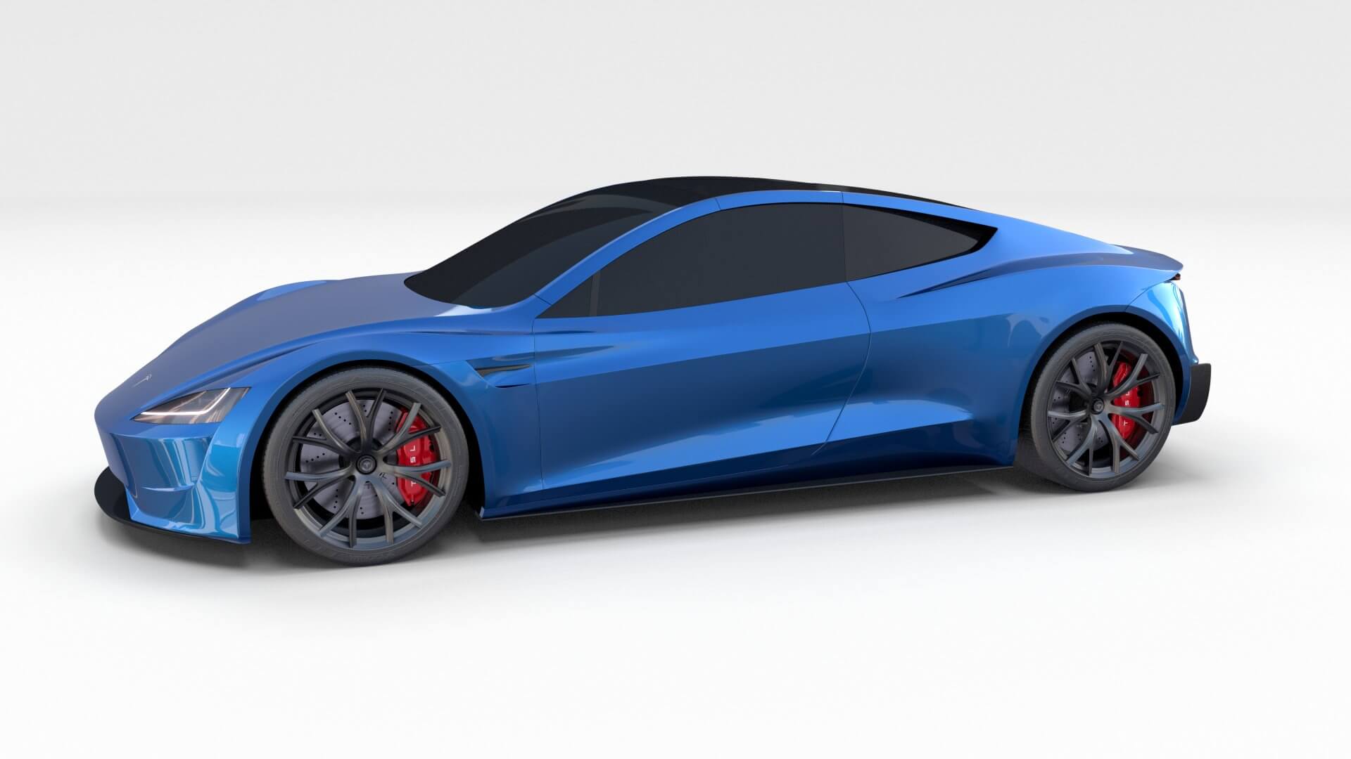 Tesla Roadster Electric Blue 3D Model by dragosburian