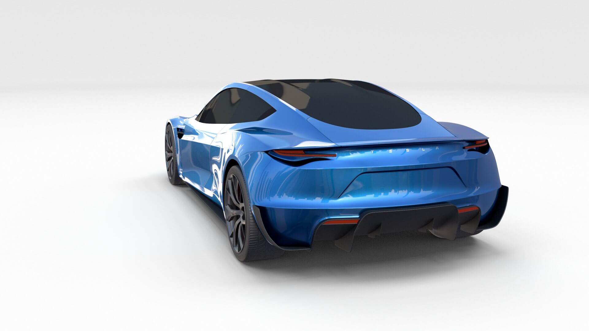 Tesla Roadster Electric Blue 3D Model by dragosburian