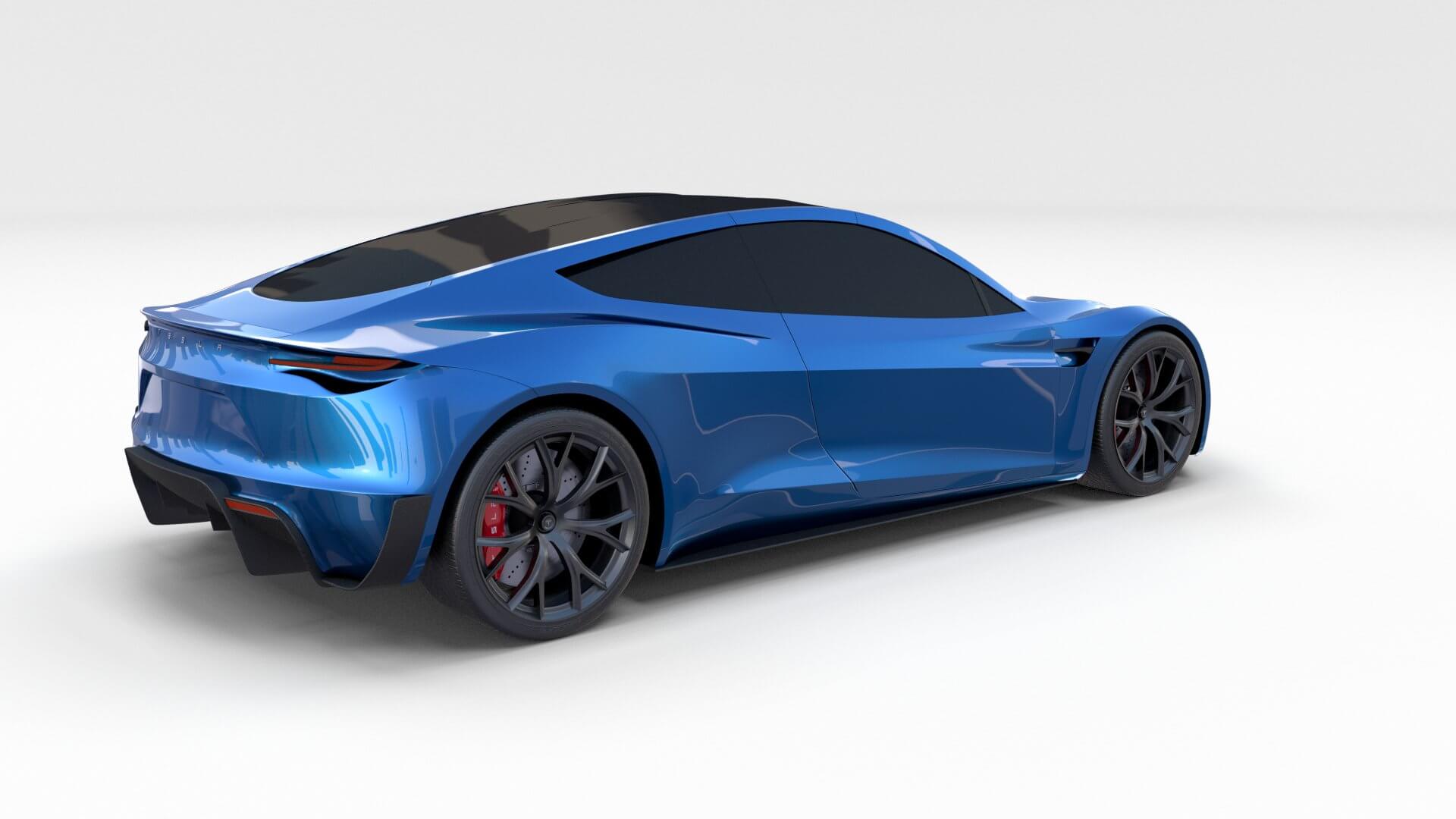 Tesla Roadster Electric Blue 3D Model by dragosburian