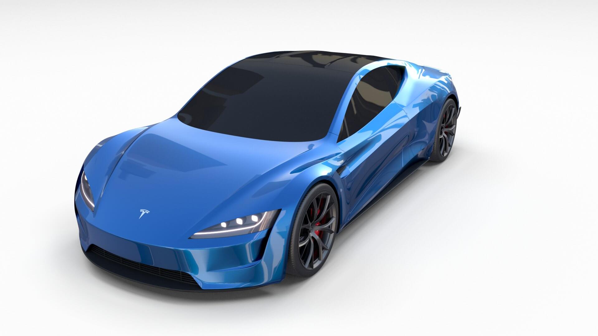 Tesla Roadster Electric Blue 3D Model by dragosburian