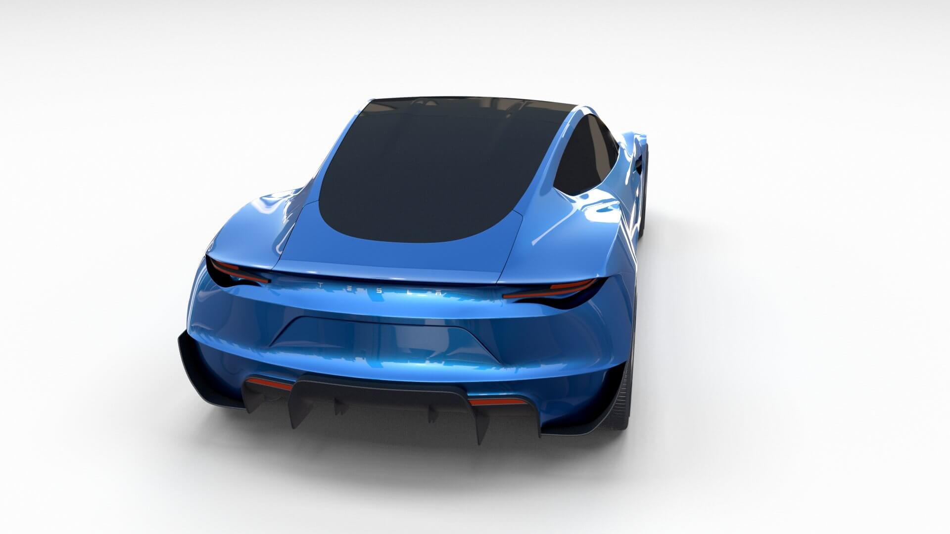 Tesla Roadster Electric Blue 3D Model by dragosburian