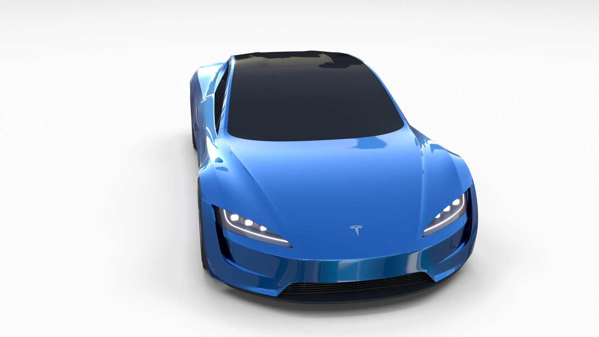 Tesla Roadster Electric Blue 3D Model by dragosburian