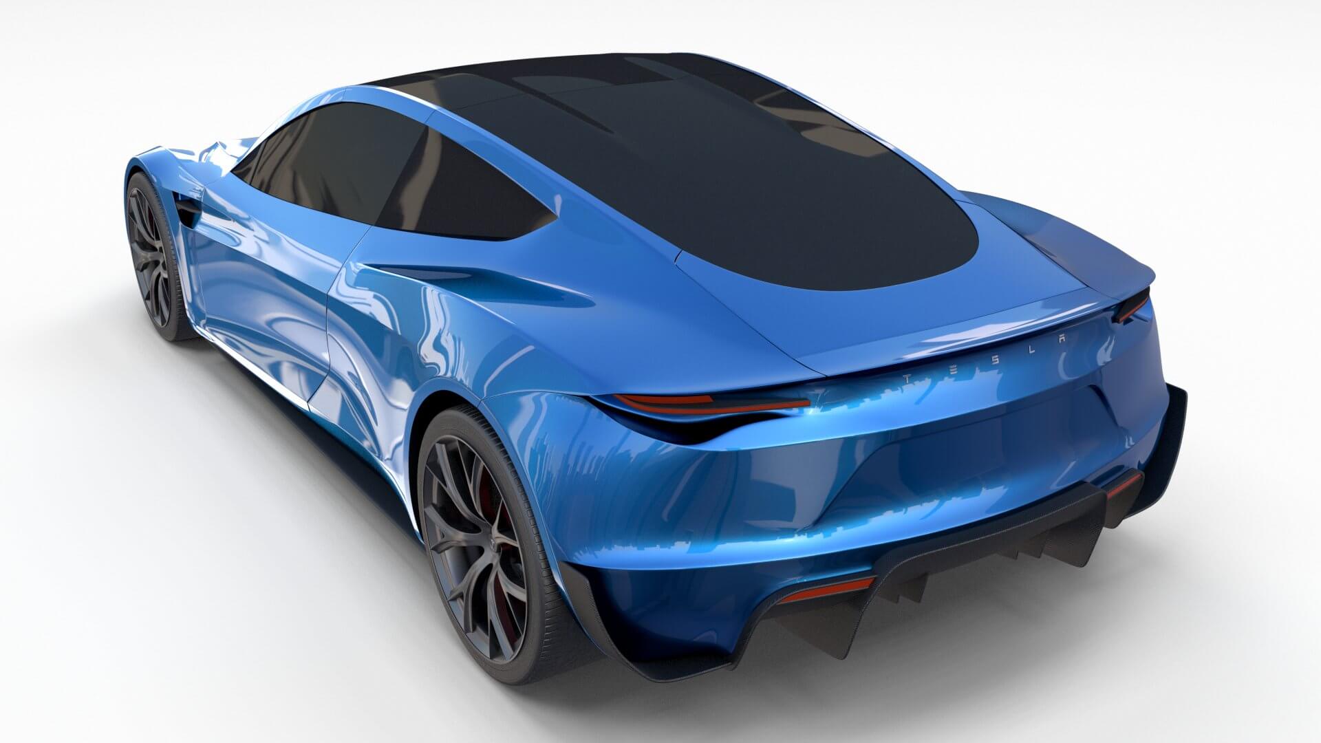 Tesla Roadster Electric Blue 3D Model by dragosburian
