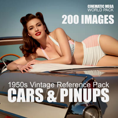 1950s Photo Reference Pack - Classic Cars And Pin-Ups