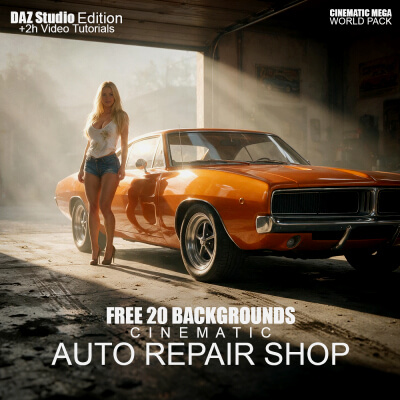 Cinematic Auto Repair Shop - 20 Backgrounds - DAZ Studio by Dreamlight