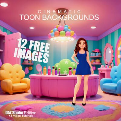 Cinematic Toon Backgrounds - 12 Free Images - DAZ Studio