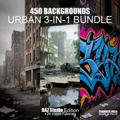 Cinematic Urban 3-in-1 Bundle - 450 Backgrounds - DAZ Studio