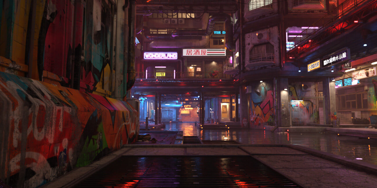 Hot HDRI Sets Neon Dark City DAZ Studio by Dreamlight