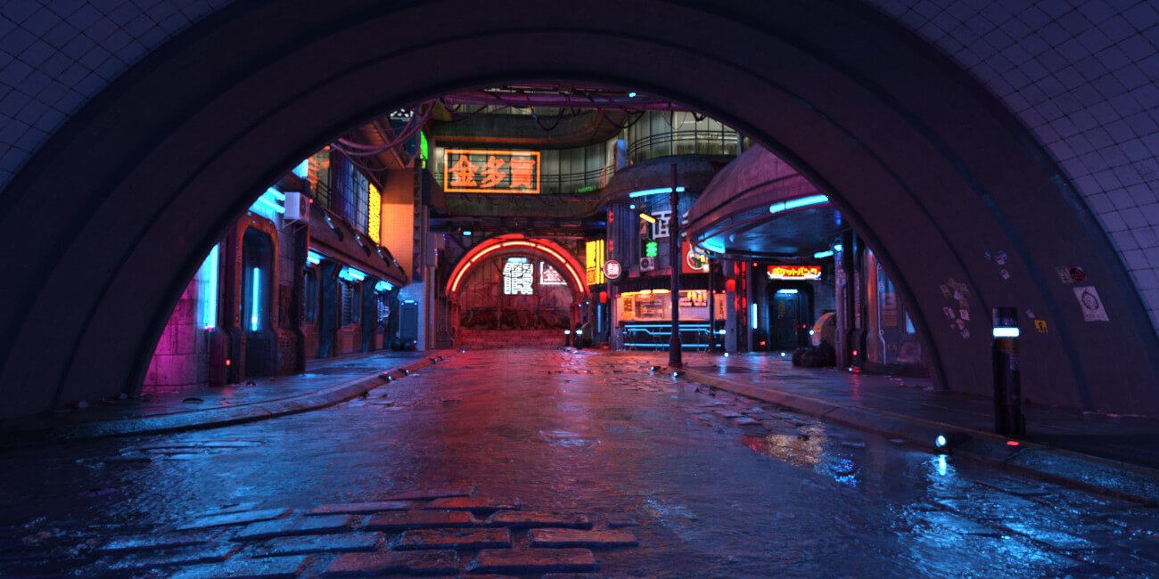 Hot HDRI Sets Neon Dark City Streets DAZ Studio by Dreamlight