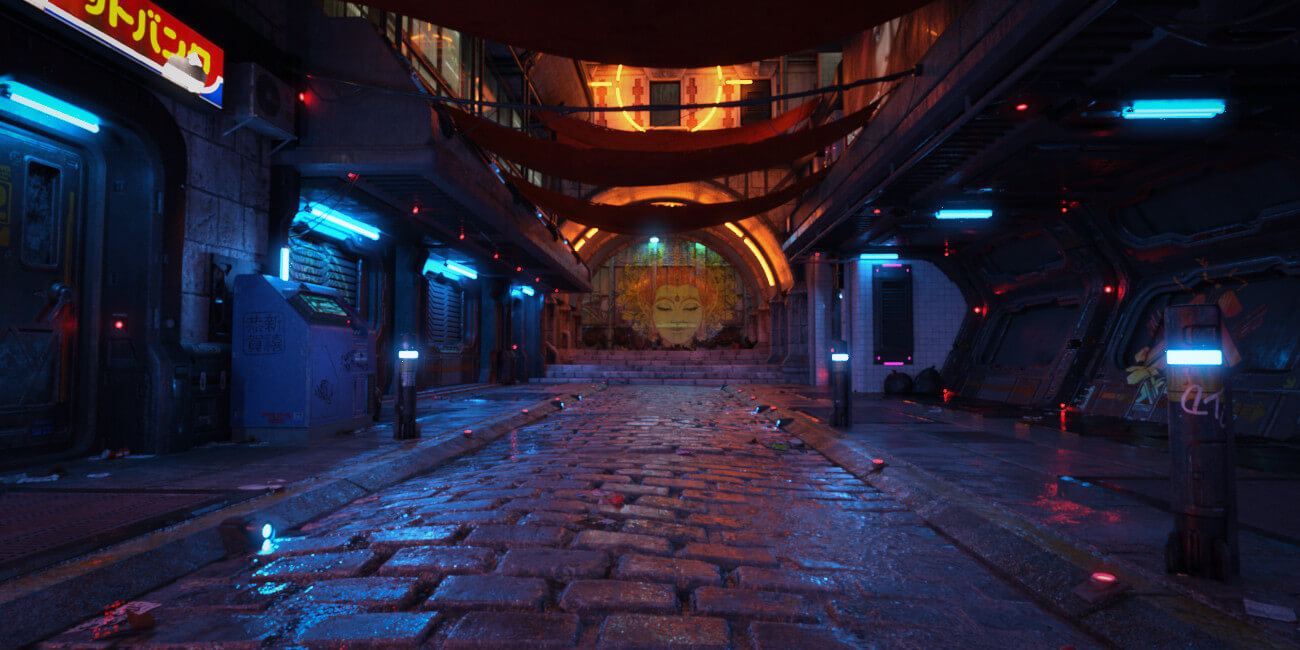 Hot HDRI Sets Neon Dark City Streets DAZ Studio by Dreamlight