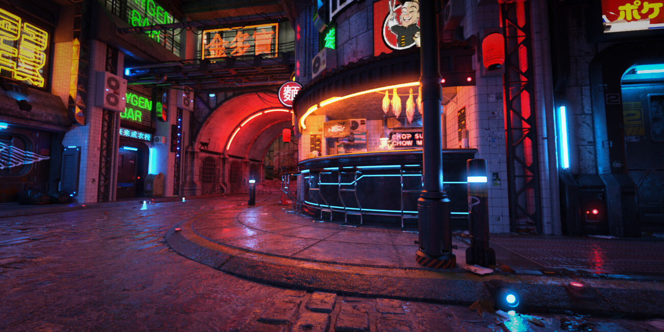 Hot HDRI Sets Neon Dark City Streets DAZ Studio by Dreamlight