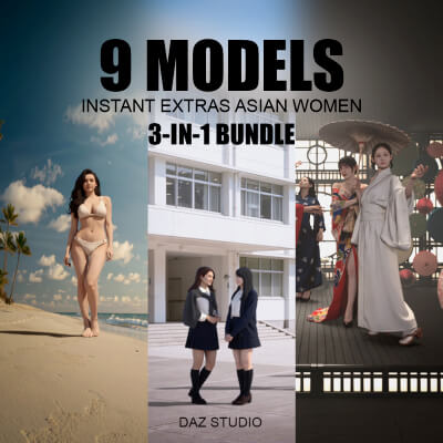 Instant Extras - Asian Women - 3-in-1 Bundle - DAZ Studio