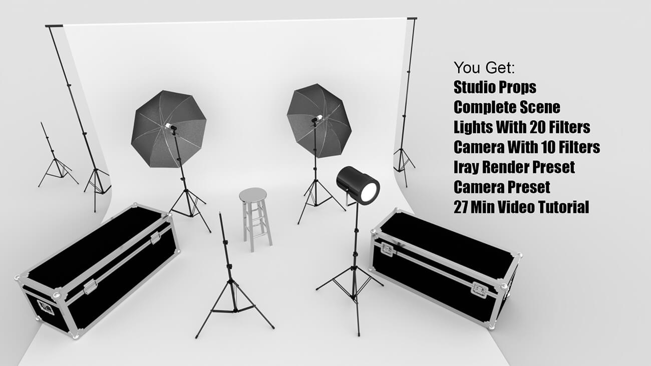 Photo Studio PRO Props, Lights, 30 Filters + Video Daz Content by