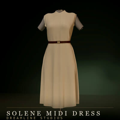 dForce Solene Midi Dress for Genesis 8 and 8.1 Female