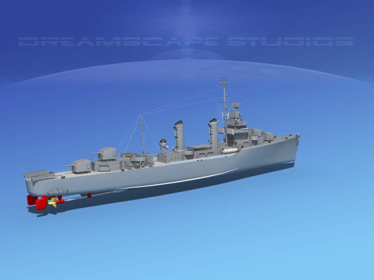 Benson Class Destroyer USS Benson DD421 3D Model by Dreamscape Studios