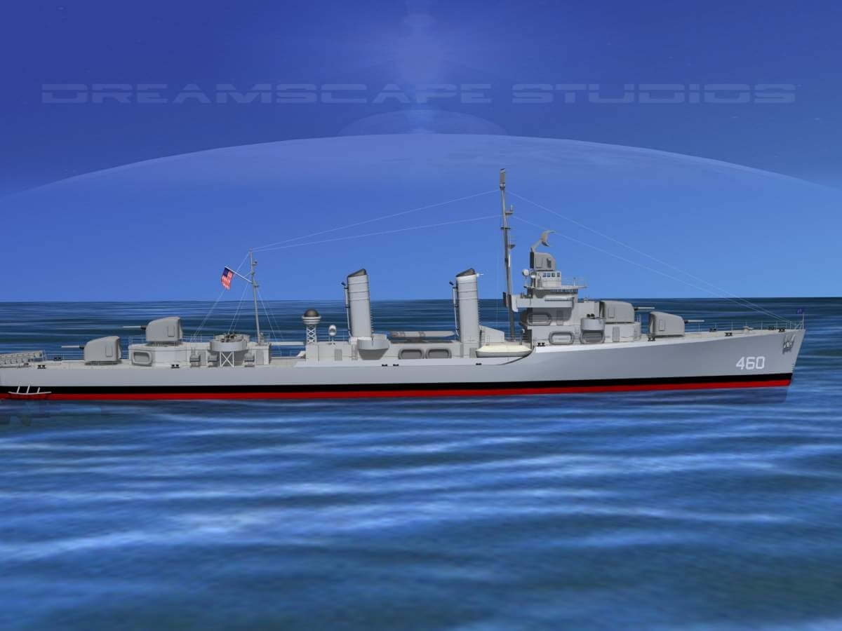 Benson Class Destroyer USS Woodworth DD460 3D Model by Dreamscape Studios