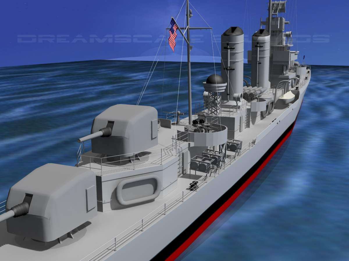 Benson Class Destroyer USS Woodworth DD460 3D Model by Dreamscape Studios