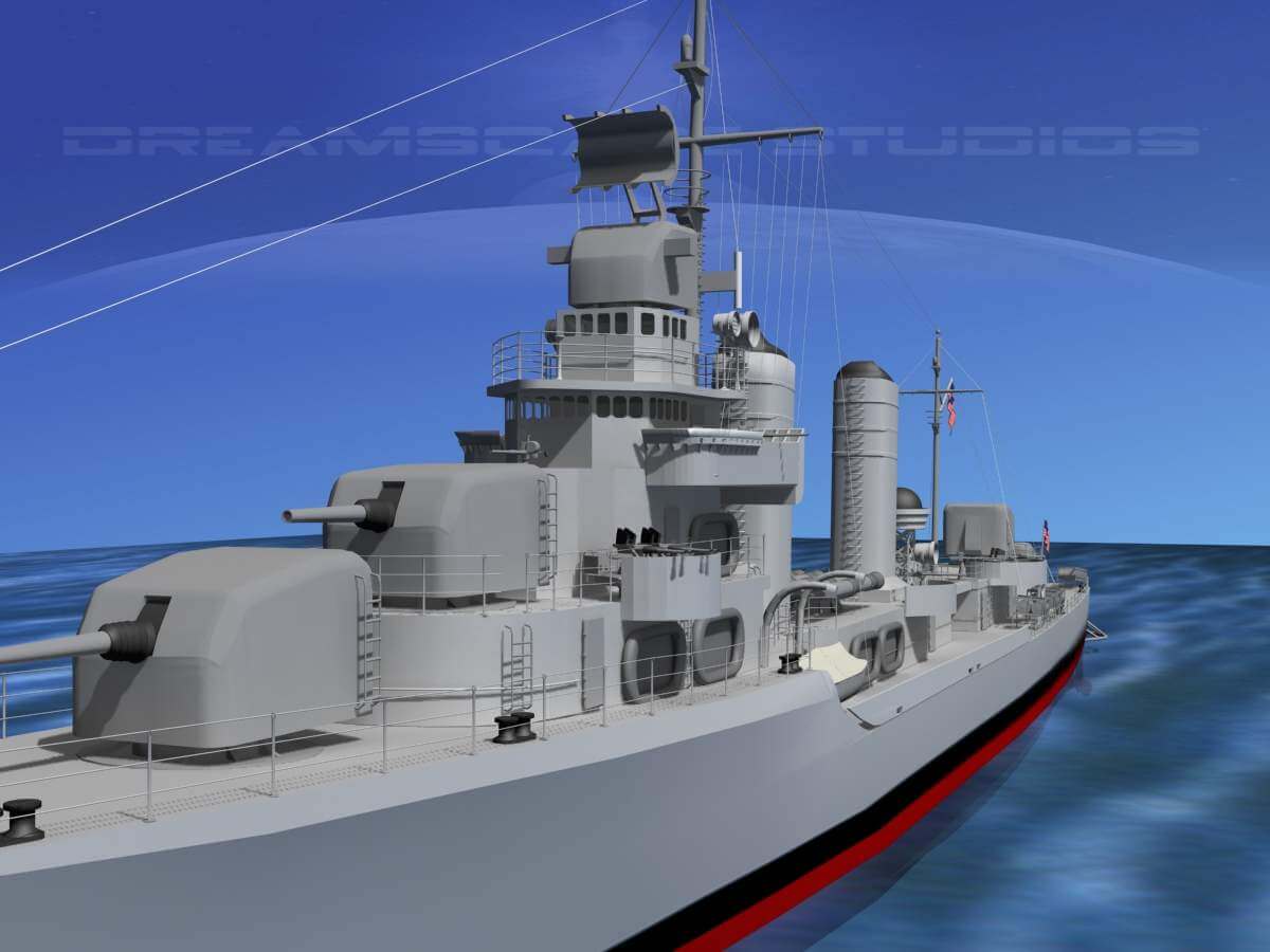 Benson Class Destroyer USS Woodworth DD460 3D Model by Dreamscape Studios