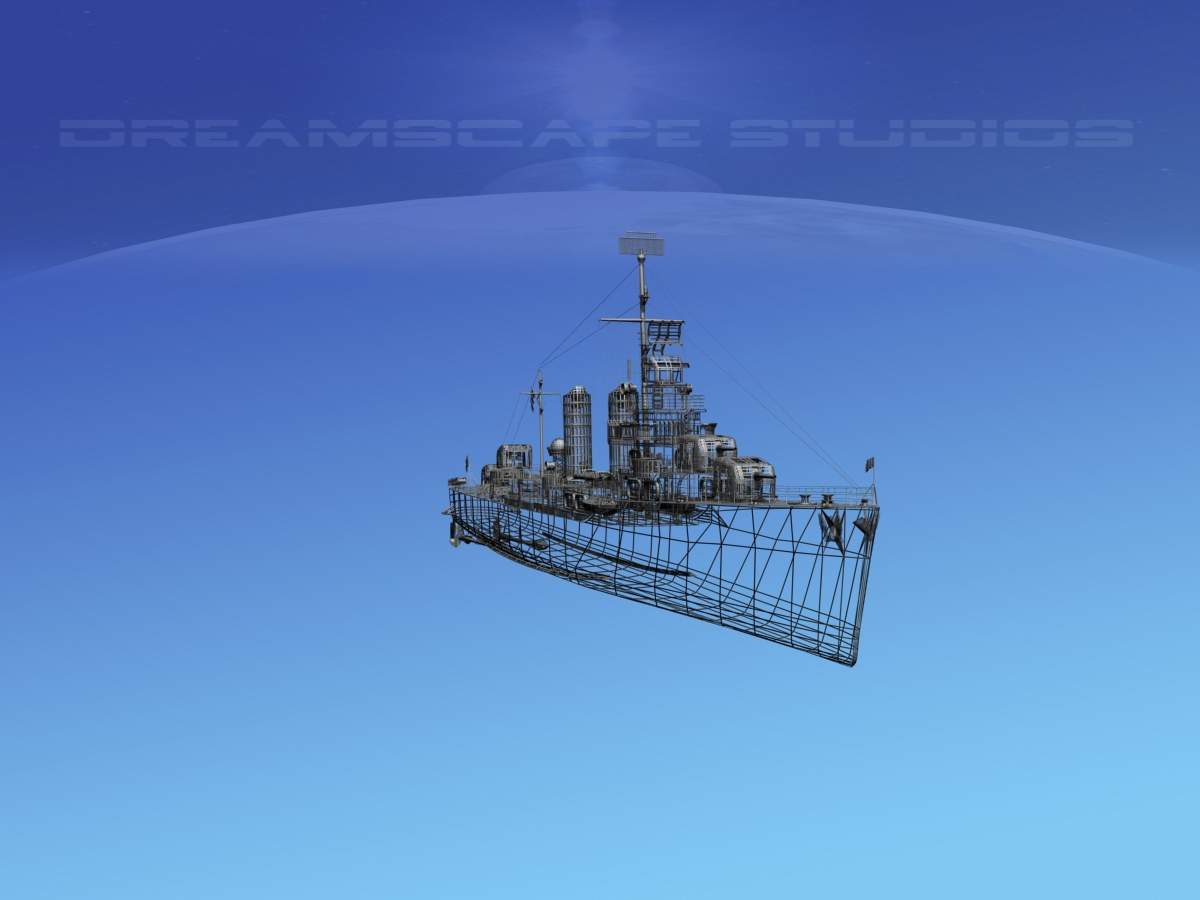 Gleaves Class Destroyer USS McCook DD496 3D Model by Dreamscape Studios