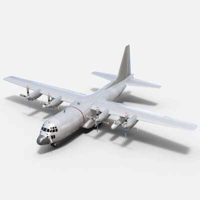 Lockheed C-130 Hercules Bare Metal 3D Model by Dreamscape Studios