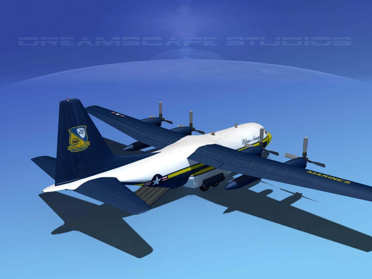 thumbnail image 2 of F-Toys 1:300 Scale US Navy Blue Angels C-130 Hercules Military Transport Model Kit 2 of 6