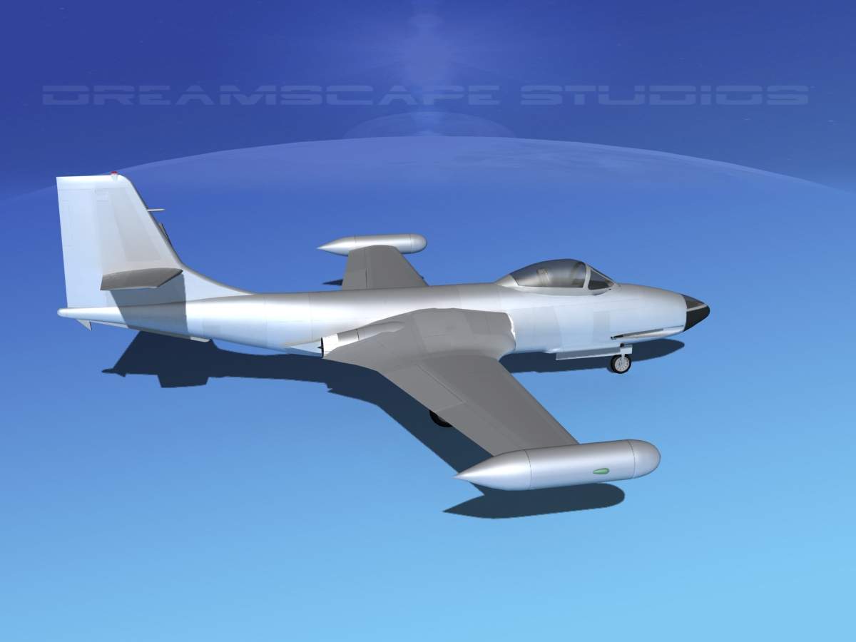 McDonnell F2H2 Banshee Bare Metal - 3D Model by Dreamscape Studios