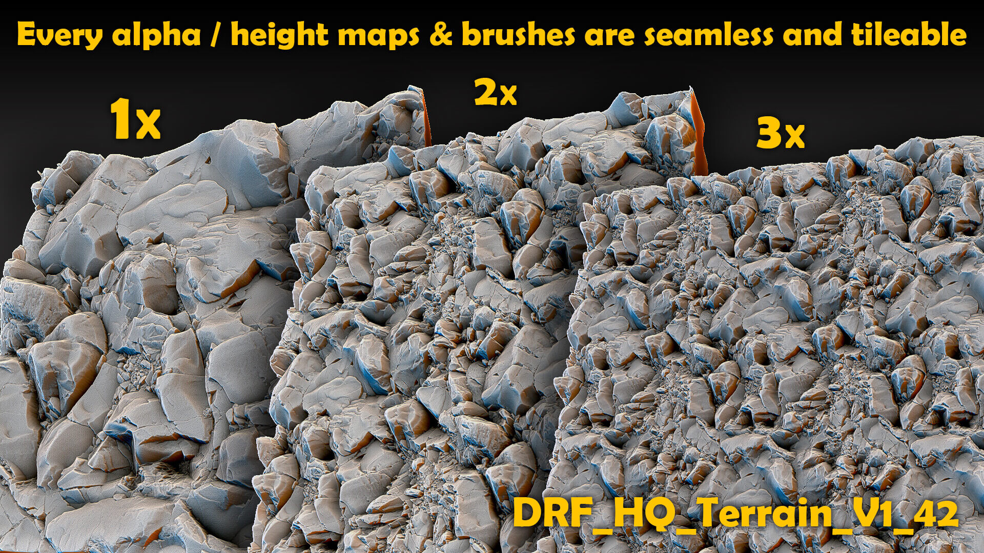 HQ Terrain/Rock Sculpt Seamless Zbrush Brushes + Alphas V1 - Brush or ...