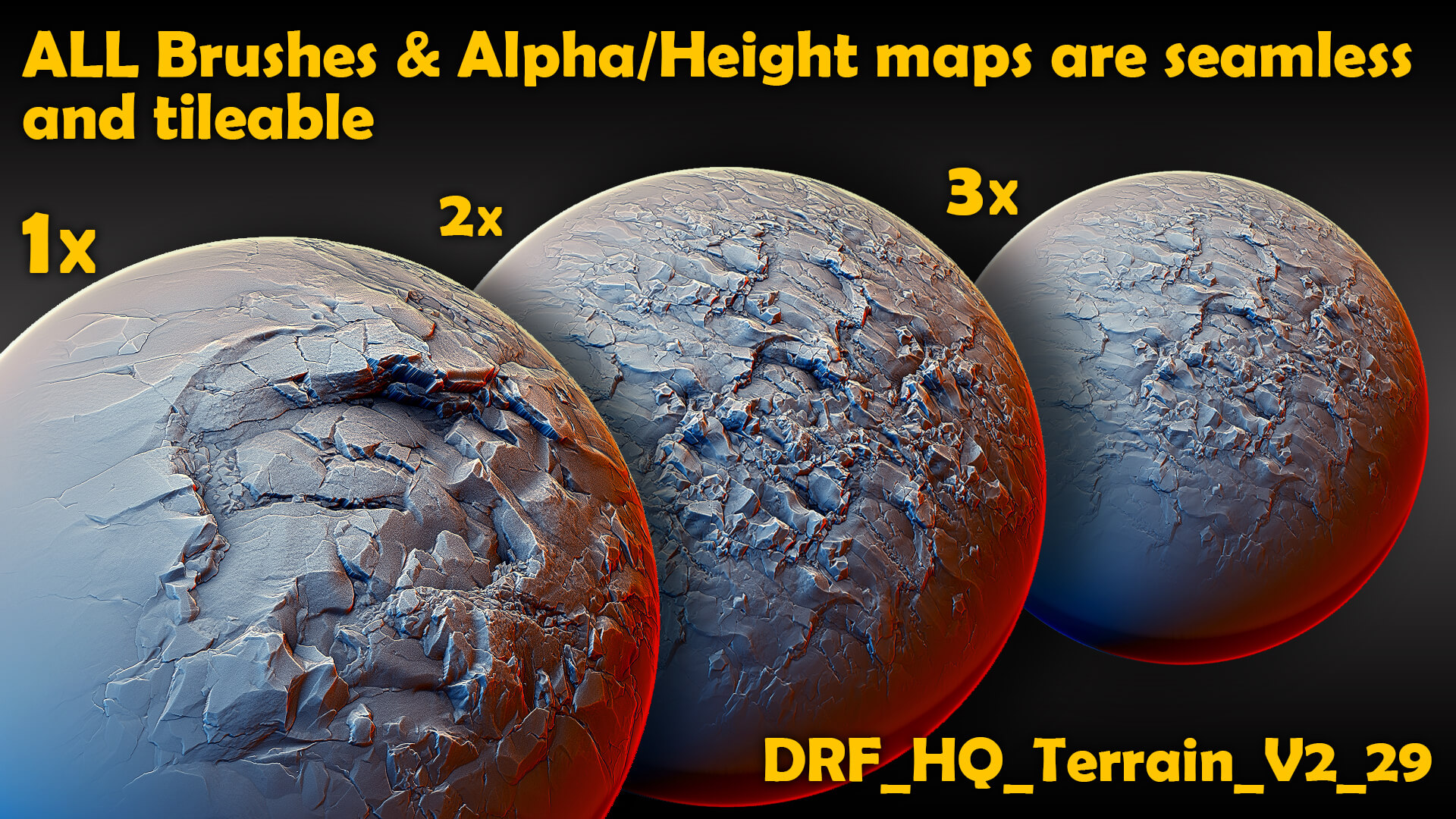 HQ Terrain/Rock Sculpt Seamless Zbrush Brushes + Alphas V2 - Brush or ...