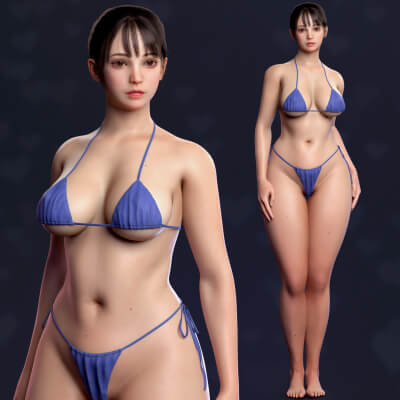 Perfect Curvy Female Body Game-Ready 3D Character