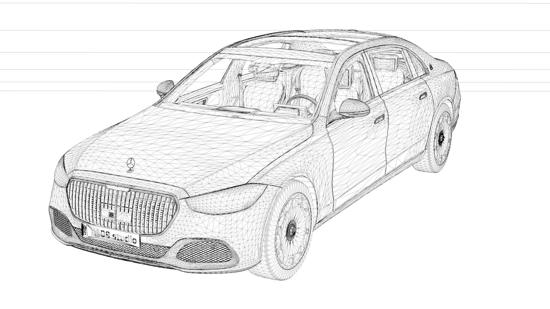 2021 Mercedes Maybach S600 3D Model by EA09studio