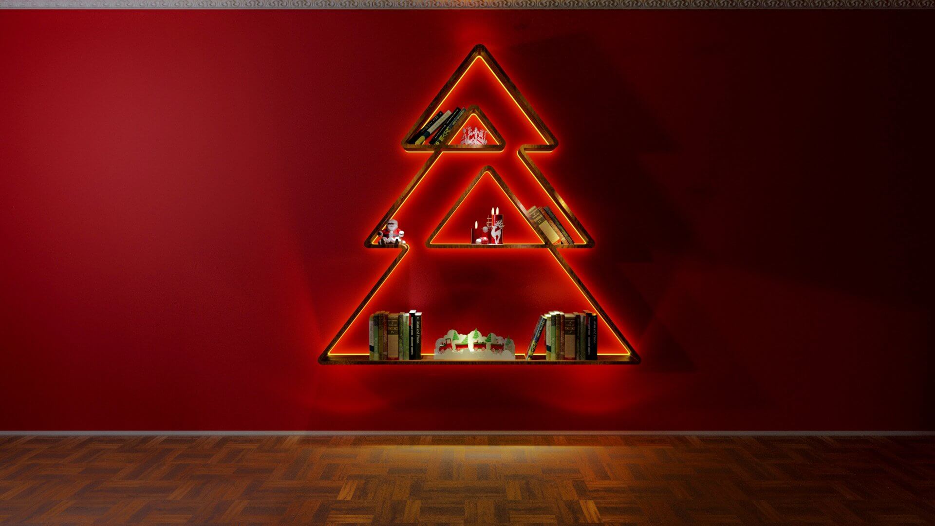 Christmas Tree Bookshelf 3D Model by EA09studio